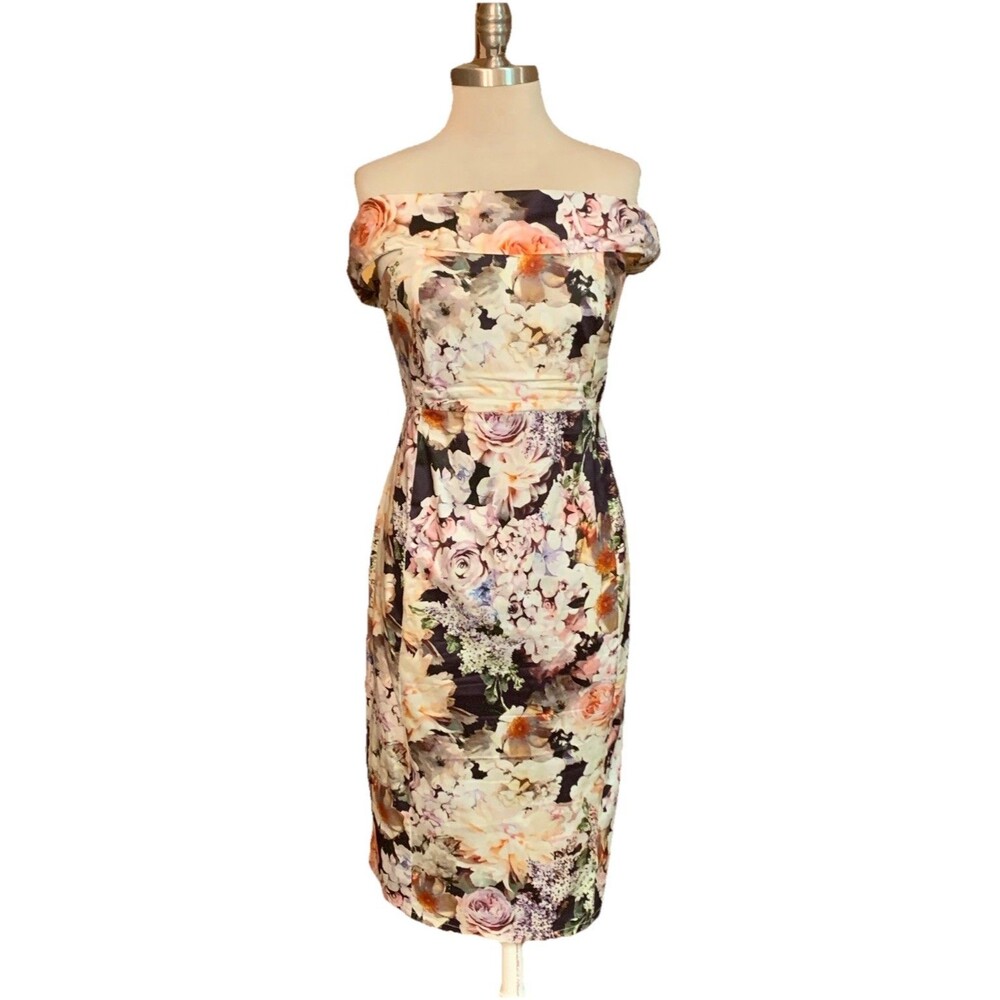 ASOS Strapless Dress Sz 6 Floral Sexy Midi Garden Girl Wedding Shower Graduation